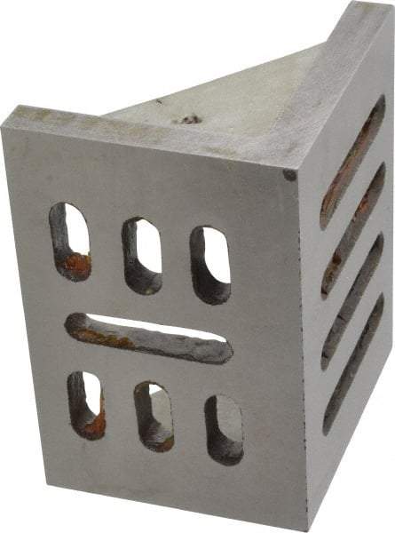 Interstate - 4-1/2" Wide x 3" Deep x 3-1/2" High Cast Iron Partially Machined Angle Plate - Slotted Plate, Through-Slots on Surface, Webbed, Single Plate - Grade Industrial Supply