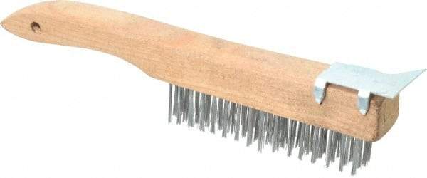 Value Collection - 4 Rows x 16 Columns Shoe Handle Scratch Brush with Scraper - 10" OAL, 1-1/8" Trim Length, Wood Shoe Handle - Grade Industrial Supply