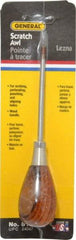 General - 6-1/2" OAL Steel Scratch Awl - Hardwood Handle - Grade Industrial Supply