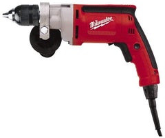 Milwaukee Tool - 3/8" Keyless Chuck, 1,200 RPM, Pistol Grip Handle Electric Drill - 7 Amps, 120 Volts, Reversible, Includes 3/8" Magnum Drill & Side Handle - Grade Industrial Supply