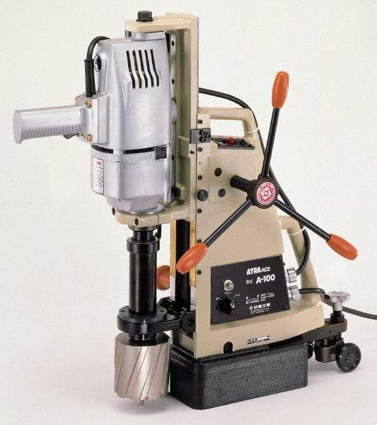 Nitto Kohki - 1-1/4" Chuck, 3" Travel, Portable Magnetic Drill Press - 330 RPM, 7.4 Amps, 2.5 hp, 1600 Watts, 230 Volts - Grade Industrial Supply