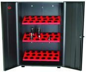 Wall Tree Locker - Hold 18 Pcs. 40 Taper - Textured Black with Red Shelves - Grade Industrial Supply