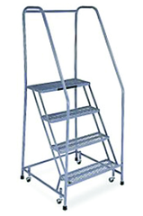 Model 1000; 4 Steps; 30 x 31'' Base Size - Steel Mobile Platform Ladder - Grade Industrial Supply