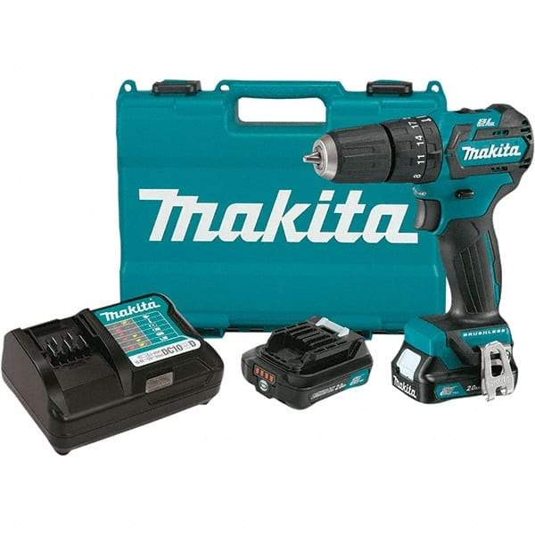 Makita - 12 Volt 3/8" Keyless Chuck Cordless Hammer Drill - 0 to 22,500 BPM, 0 to 1,500 RPM, Reversible - Grade Industrial Supply