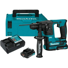 Makita - 12 Volt 5/8" Keyless Chuck Cordless Rotary Hammer - 0 to 4,800 BPM, 0 to 680 RPM, Reversible - Grade Industrial Supply