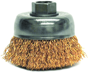 3" Crimped Wire Cup Brush - .020 Bronze; 5/8-11 A.H. - Non-Sparking Wire Wheel - Grade Industrial Supply