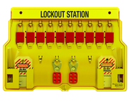 Padllock Wall Station - 15-1/2 x 22 x 1-3/4''-With (10) 1106 Aluminum Padlocks - Grade Industrial Supply