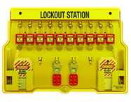 Padllock Wall Station - 22 x 22 x 1-3/4''-With (20) Xenoy Padlocks - Grade Industrial Supply