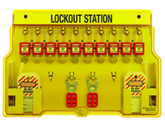 Padllock Wall Station - 15-1/2 x 22 x 1-3/4''-With (10) Xenoy Padlocks - Grade Industrial Supply