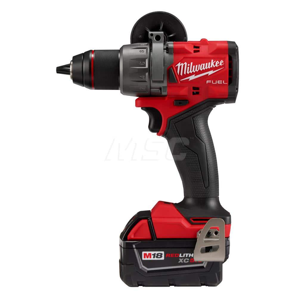 Cordless Drill: 18V, 1/2″ Chuck, 2,100 RPM Single-Sleeve Ratcheting Chuck, Reversible, 2 Lithium-ion Battery Included, 48-59-1812 Charger Included