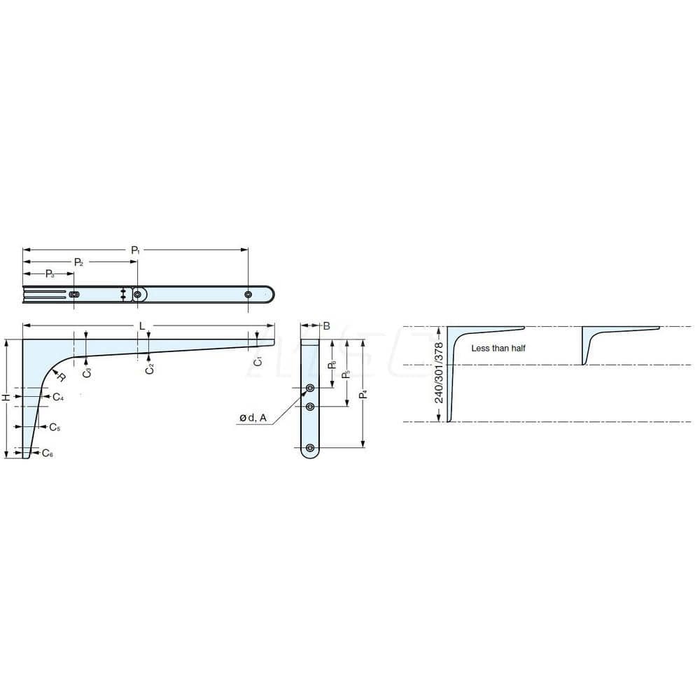 Brackets; Type: Compact Bracket; Length (mm): 199.00; Width (mm): 18.00; Height (mm): 99.5000; Load Capacity (Lb.): 26.000; Finish/Coating: Black; Minimum Order Quantity: Steel; Material: Steel