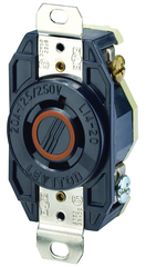 20 Amp; 125/250 Volt; NEMA L14-20R; 3P; 4W; Flush Mtg Locking Receptacle; Industrial Grade; Grounding; V-0-MAX - Black - Grade Industrial Supply