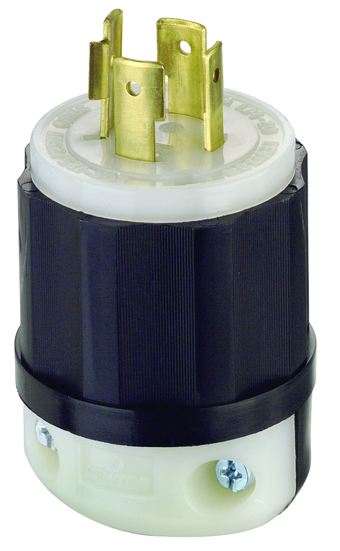 20 Amp; 125/250 Volt; NEMA L14-20P; 3P; 4W; Locking Plug; Industrial Grade; Grounding - Black-White - Grade Industrial Supply