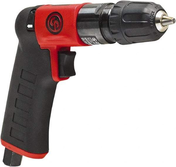 Chicago Pneumatic - 1/4" Reversible Keyless Chuck - Pistol Grip Handle, 2,800 RPM, 0.3 hp, 90 psi - Grade Industrial Supply