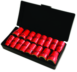 Insulated 3/8" Drive Inch & Metric Socket Set 5/16"-3/4" and 8.0mm - 19mm Sockets in Storage Box. 16 Pc Set - Grade Industrial Supply