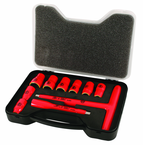 Insulated 3/8" Inch T-Handle Socket Set Includes: 5/16 - 3/4" Sockets and 5" Extension Bar and T Handle in Storage Box. 11 Pieces - Grade Industrial Supply