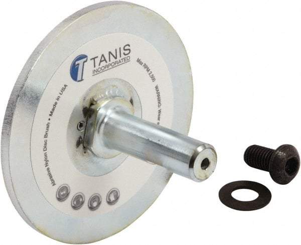 Tanis - 1/4" Arbor Hole to 3/4" Shank Diam Drive Arbor - For 6" Tanis Disc Brushes, Flow Through Spindle - Grade Industrial Supply