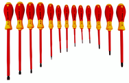 Insulated Slotted Screwdriver 2.0; 2.5; 3.0; 3.5; 4.5; 5.5; 6.5; 8.0; 10.0mm & Phillips # 0; 1; 2; 3. 13 Piece Set - Grade Industrial Supply