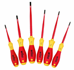 Insulated Slim Integrated Insulation 6 Piece Screwdriver Set Slotted 4.5; 6.5; Phillips #1 & 2; Square #1 & 2. - Grade Industrial Supply