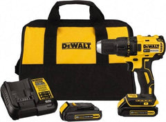 DeWALT - 20 Volt 1/2" Chuck Mid-Handle Cordless Drill - 0-1600 RPM, Reversible, 2 Lithium-Ion Batteries Included - Grade Industrial Supply