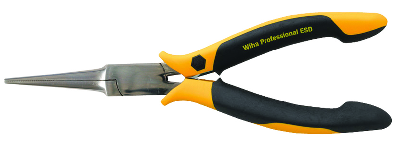 Long Needle Nose Pliers; Straight; Serrated Jaws ESD Safe Precision - Grade Industrial Supply