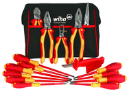 13 Piece - Insulated Tool Set with Pliers; Cutters; Xeno; Square; Slotted & Phillips Screwdrivers in Tool Box - Grade Industrial Supply