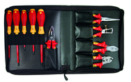 10 Piece - Insulated Pliers; Cutters; Wire Stripper; Slotted & Phillips Screwdrivers in Zipper Case - Grade Industrial Supply