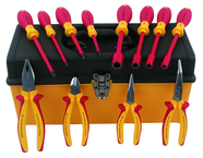 12 Piece - Insulated Pliers; Cutters; Slotted & Phillips Screwdrivers; Nut Drivers in Tool Box - Grade Industrial Supply