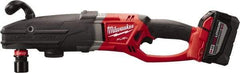 Milwaukee Tool - 18 Volt 7/16" Chuck Right Angle Handle Cordless Drill - 0-350; 0-950 RPM, Reversible, 2 Lithium-Ion Batteries Included - Grade Industrial Supply