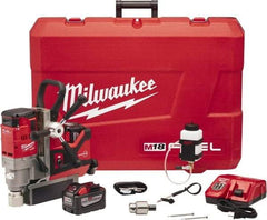 Milwaukee Tool - 1-1/2" Chuck, 5.75" Travel, Portable Magnetic Drill Press - 400 & 690 RPM, 9 Amps, 0.43 hp - Grade Industrial Supply