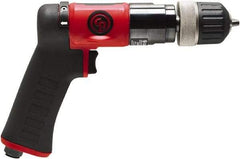 Chicago Pneumatic - 3/8" Reversible Keyless Chuck - Pistol Grip Handle, 2,100 RPM, 0.5 hp, 90 psi - Grade Industrial Supply