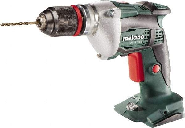 Metabo - 18 Volt 0.3529" Chuck Pistol Grip Handle Cordless Drill - 4000 RPM, Keyless Chuck, Reversible, Lithium-Ion Batteries Not Included - Grade Industrial Supply