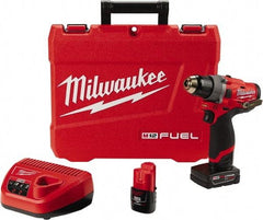 Milwaukee Tool - 12 Volt 1/2" Chuck Pistol Grip Handle Cordless Drill - 0-1700 RPM, Keyless Chuck, Reversible, 2 Lithium-Ion Batteries Included - Grade Industrial Supply