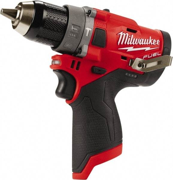 Milwaukee Tool - 12 Volt 1/2" All-Metal Keyless Ratcheting Chuck Cordless Hammer Drill - 0 to 25,500 BPM, 0 to 1,700 RPM, Reversible - Grade Industrial Supply