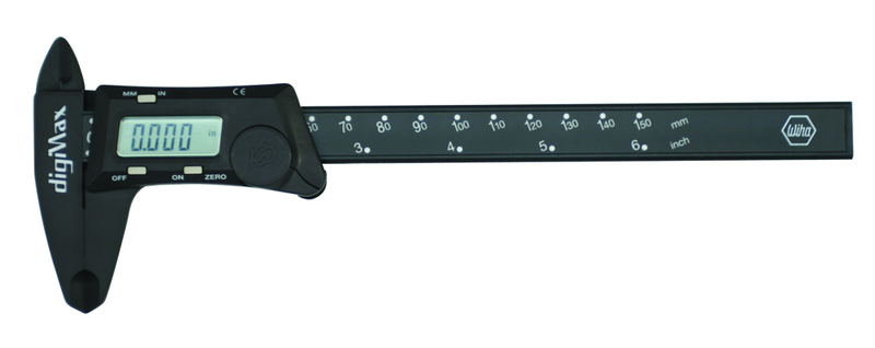 6" DigiMax Digital Caliper Inch & Metric Auto Switch On & Off - Grade Industrial Supply