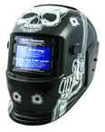 #41282 - Solar Powered Welding Helment; Black with Skull and Pistol Graphics - Grade Industrial Supply