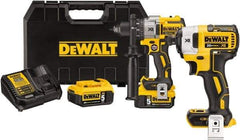 DeWALT - 20 Volt 1/2" Chuck Pistol Grip Handle Cordless Drill - 0-2000 RPM, Keyless Chuck, Reversible, 2 Lithium-Ion Batteries Included - Grade Industrial Supply