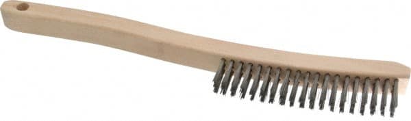 Osborn - 3 Rows x 19 Columns Stainless Steel Scratch Brush - 6" Brush Length, 13-11/16" OAL, 1-1/8" Trim Length, Wood Curved Handle - Grade Industrial Supply