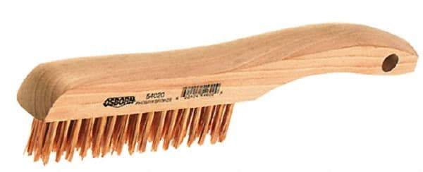 Osborn - 4 Rows x 16 Columns Bronze Scratch Brush - 5-1/4" Brush Length, 10" OAL, 1-1/8" Trim Length, Wood Shoe Handle - Grade Industrial Supply