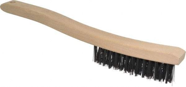 Osborn - 3 Rows x 14 Columns Steel Scratch Brush - 13-3/4" OAL, 1-1/2" Trim Length, Wood Curved Handle - Grade Industrial Supply