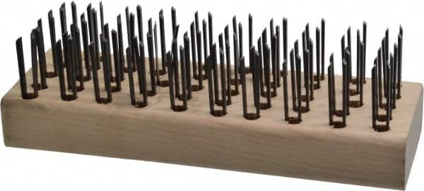 Osborn - 5 Rows x 10 Columns Steel Scratch Brush - 7-5/8" Brush Length, 7-5/8" OAL, 1" Trim Length, Wood Straight Handle - Grade Industrial Supply