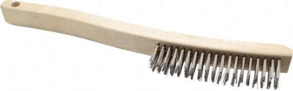 Osborn - 4 Rows x 19 Columns Stainless Steel Scratch Brush - 6" Brush Length, 13-11/16" OAL, 1-1/8" Trim Length, Wood Curved Handle - Grade Industrial Supply