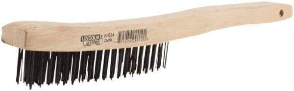 Lincoln Electric - 2 Rows x 9 Columns Brass Wire Brush - 9" OAL, 8-3/4 Trim Length, Wood Handle - Grade Industrial Supply