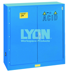 Acid Storage Cabinet - #5541 - 43 x 18 x 44" - 30 Gallon - w/one shelf, two poly trays, bi-fold self-closing door - Blue Only - Grade Industrial Supply