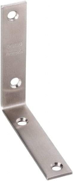 National Mfg. - 4" Long x 7/8" Wide, Stainless Steel, Corner Brace - Stainless Steel Coated - Grade Industrial Supply