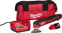 Milwaukee Tool - 12 Volt, Cordless Multi Tool Kit - 5,000 to 20,000 RPM, Battery Included - Grade Industrial Supply