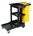 Cleaning Cart w/zipper Red yellow vinyl bag (20.8 gal capacity) Non-marking 8" wheels and 4" casters - Grade Industrial Supply