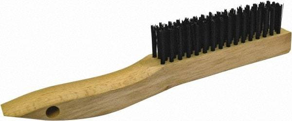 Gordon Brush - 4 Rows x 16 Columns Steel Plater Brush - 4-3/4" Brush Length, 10" OAL, 1-1/8 Trim Length, Wood Shoe Handle - Grade Industrial Supply