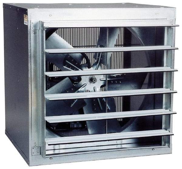 Fantech - 30" Blade, Belt Drive, 1 hp, 9,535 CFM, TEAO Exhaust Fan - 34-1/4" Opening Height x 34-1/4" Opening Width, 25-1/4" Deep, 208 to 220/440 Volt, 1 Speed, Three Phase - Grade Industrial Supply