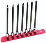 7 Piece - T10; T15; T20; T25; T27; T30; T40 - 6" OAL - 1/4" Drive Torx Bit Socket Set - Grade Industrial Supply